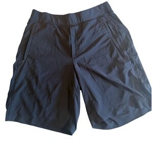 Athleta Women Black Ribbed Waistband Active Shorts Size 12 Zipper Pockets